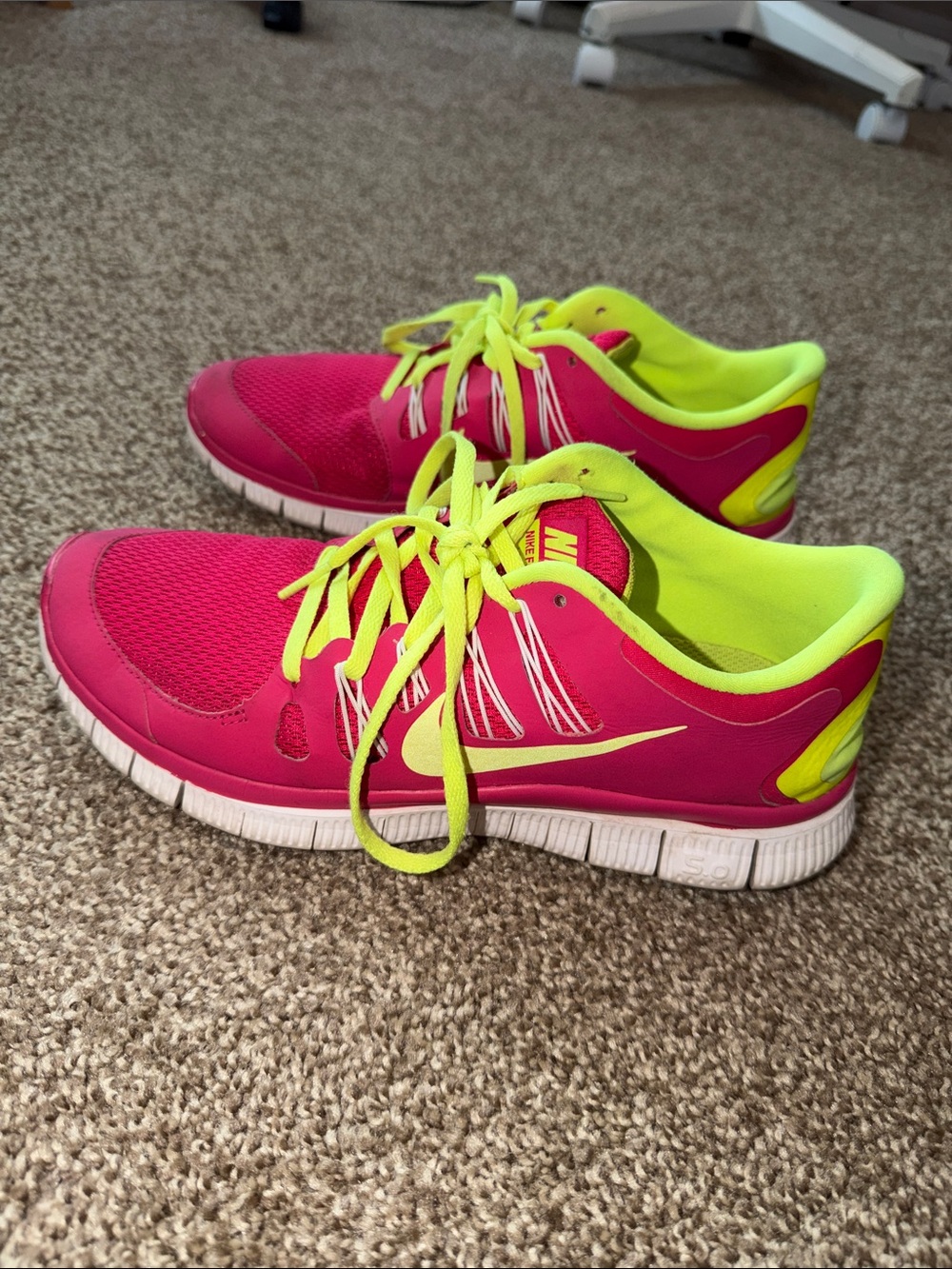 Nike Free 5.0 Women's Pink & Neon Yellow Running Shoes